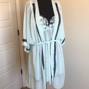 Sexy mint polka dot Babydoll and matching robe